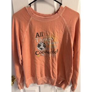 Old Navy Womens XS Orange All Things Are Connected Graphic Raglan Sweatshirt
